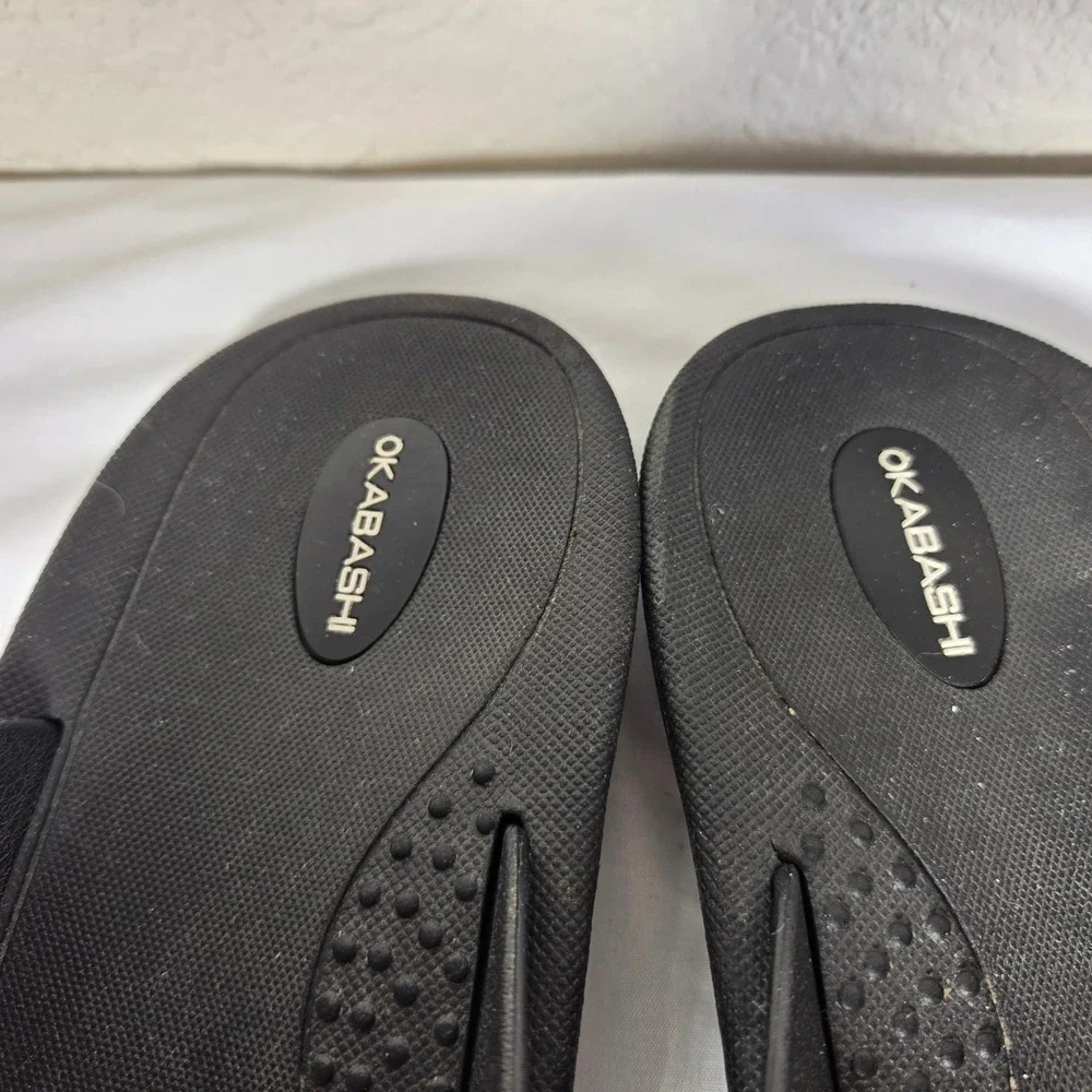 Okabashi Mens Surf Flip Flop Sandals Black Size XL 12-13 Made in USA Casual